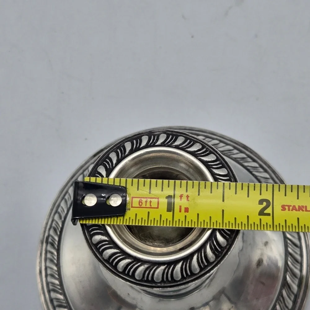 Vintage Sterling Silver Candlestick Holder Schweitzer Ribbed Rim Weighted 294g